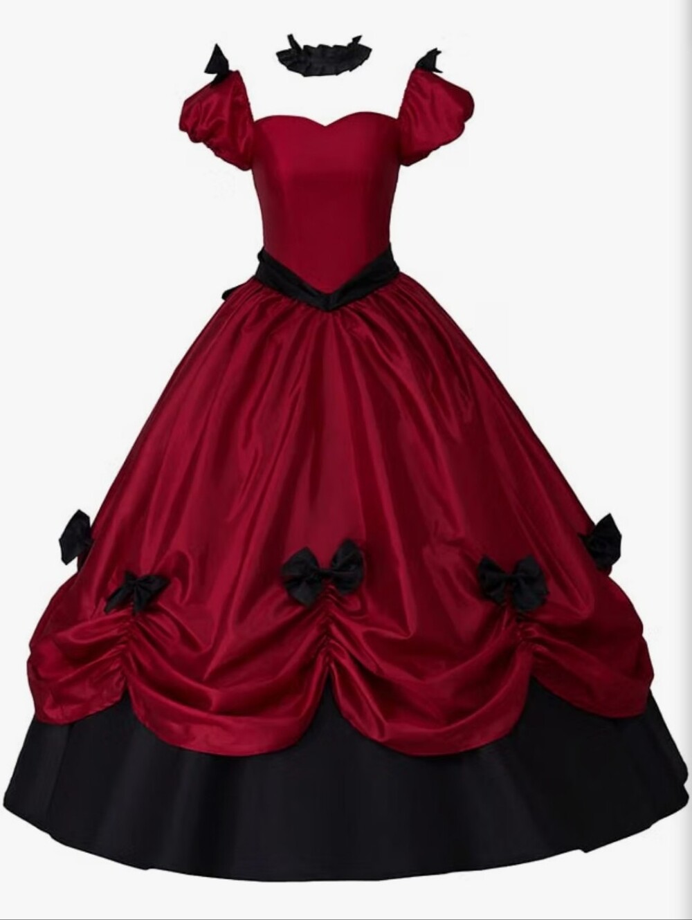 Red Victorian  A-Line Ball Gown Skirt with Black Trim And Lace Up Back